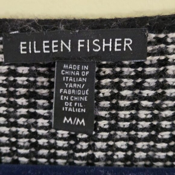 Eileen Fisher 100% Merino Wool Woven Textured Boxy Scoop Neck Sweater Size M - Picture 5 of 7